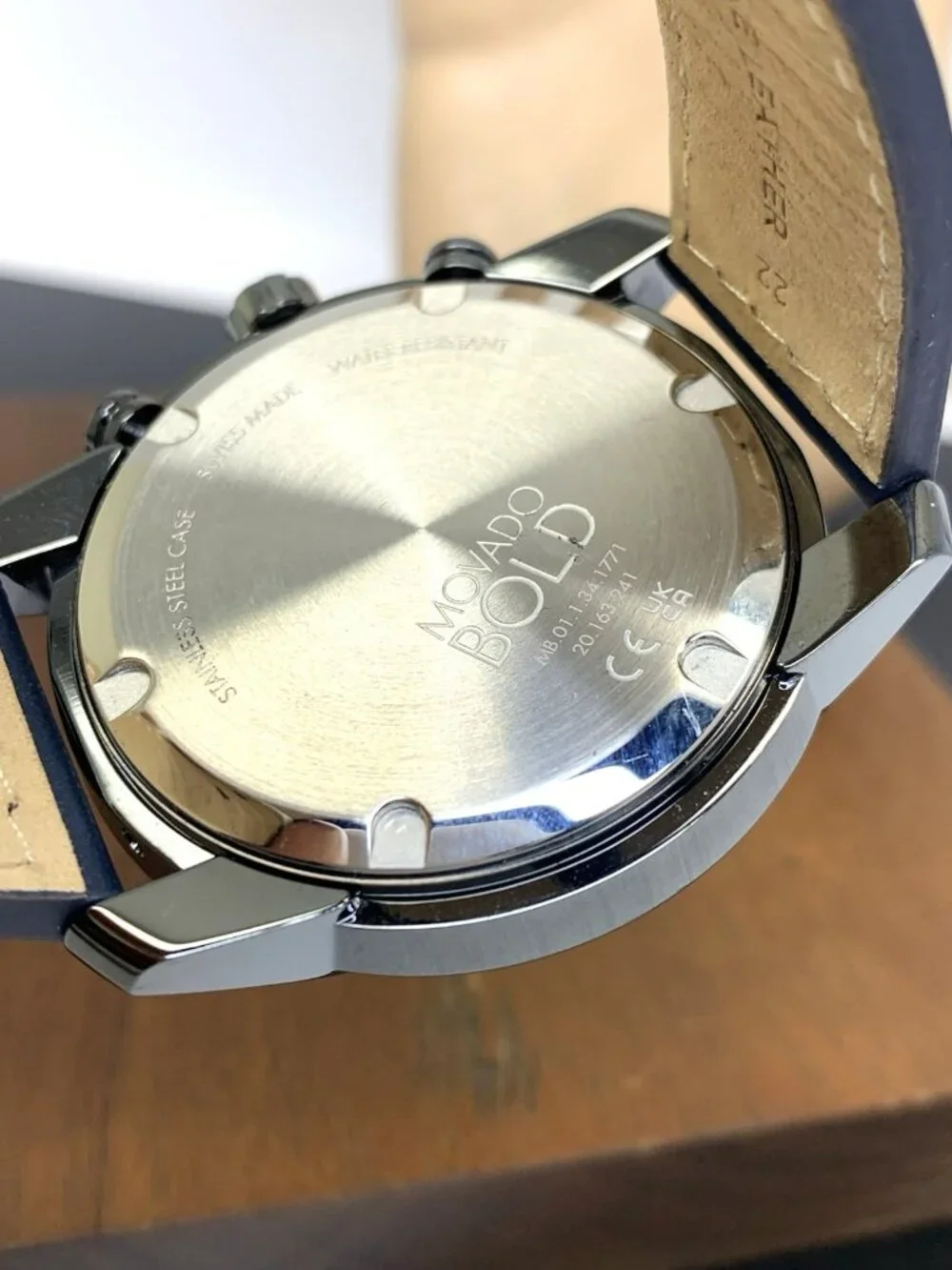 Movado Men's Watch 3600909 Swiss Quartz Chronograph Gray Dial Leather Band 44mm